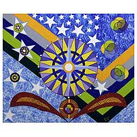 'Estrellas de mi país' - Pintura moderna abstracta de Brasil