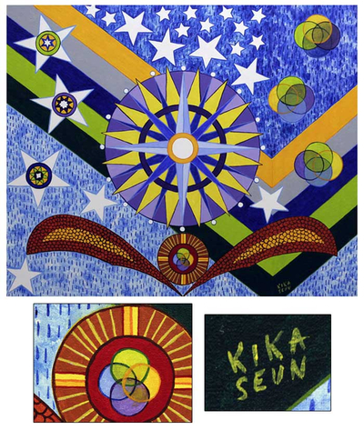 'Estrellas de mi país' - Pintura moderna abstracta de Brasil