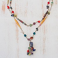 Featured review for Quartz and sodalite long necklace, Recycling Rainbows