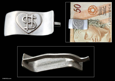 Sterling silver money clip, 'With Love' - Sterling silver money clip