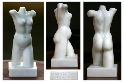 Escultura de resina de mármol, 'Embarazada' - Escultura de resina de mármol
