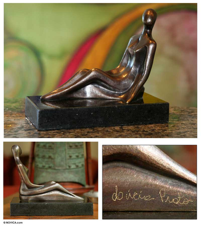 Bronze sculpture, 'Contemplation' - Bronze sculpture