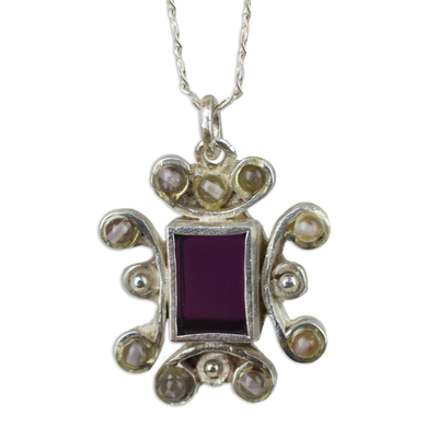 Amethyst pendant necklace, 'Time for You' - Amethyst pendant necklace