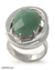 Green quartz solitaire ring, 'Relaxing on Saturn' - Handcrafted Brazilian Modern Silver and Quartz Ring