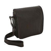 Leather shoulder bag, 'Always Brown' - Leather shoulder bag