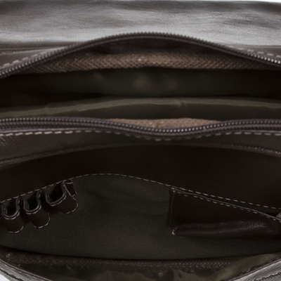 Leather shoulder bag, 'Always Brown' - Leather shoulder bag