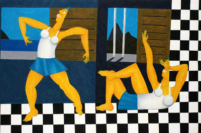 'Dance in Ipanema' - Cubist Painting from Brazil