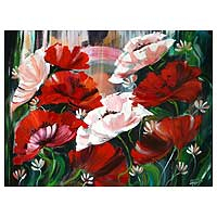'Poppies' - Floral Impressionist Painting from Brazil