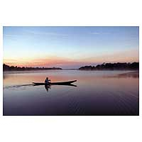 Color photograph, 'Tapirapé Canoe' (18 in) - 19 In Color Photograph of  Canoe on a Brazilian Lake