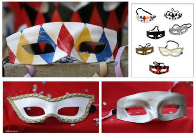 Leather masks, 'Colombina' (set of 7) - Leather masks (Set of 7)