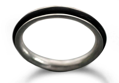 Men's sterling silver ring, 'Intrepid' - Men's Hand Crafted Sterling Silver and Rubber Band Ring