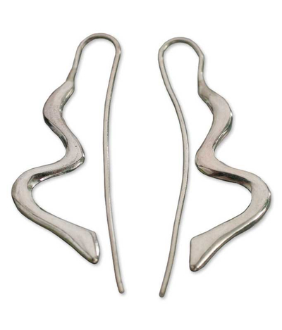 Sterling silver drop earrings, 'Olympic River' - Sterling silver drop earrings