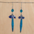 Sodalite cluster earrings, 'Hope' - Recycled Paper and Sodalite Dangle Earrings thumbail