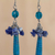Sodalite cluster earrings, 'Araras Hope' - Recycled Paper and Sodalite Dangle Earrings (image 2b) thumbail