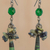 Serpentine cluster earrings, 'Araras Hope' - Serpentine and Recycled Paper Dangle Earrings (image 2b) thumbail