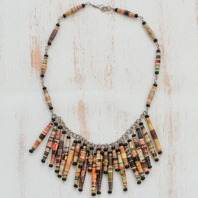 Recycled paper waterfall necklace, 'Cascade' - Hand Made Brazilian Recycled Paper Waterfall Necklace