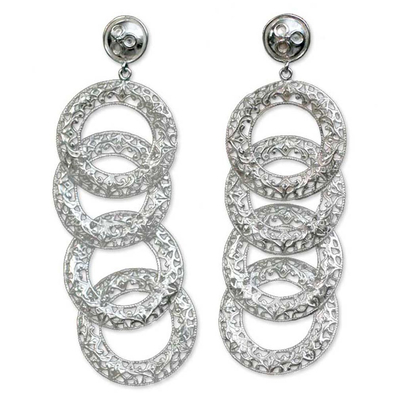 Sterling silver dangle earrings, 'Lace Cascade' - Sterling silver dangle earrings