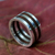 Men's wood ring, 'Triumph' - Men's Unique Brazilian Sterling Silver and Wood Band Ring