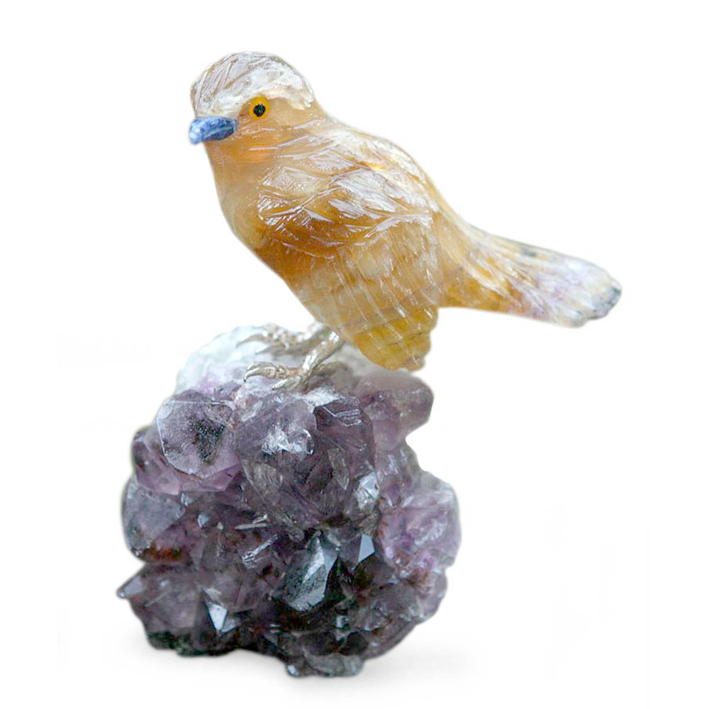 Handcrafted Gemstone Sterling Silver Bird Sculpture - Beloved Canary ...
