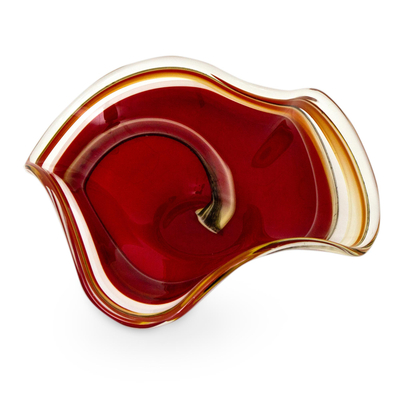 Handblown art glass centerpiece, 'Eloquence' - Unique Handblown Murano Inspired Glass Bowl Centerpiece
