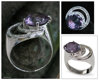 Amethyst cocktail ring, 'Tantalize' - Amethyst cocktail ring