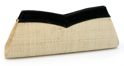 Leather and buriti palm clutch handbag, 'Copacabana' - Unique Leather and Buriti Palm Clutch Handbag