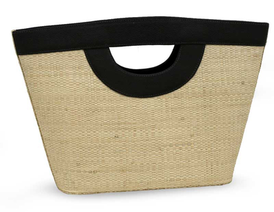 Buriti palm tote bag, 'Dazzling Rio' - Leather Accent and Palm Leaf Clutch Bag