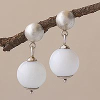 Agate dangle earrings, 'Peace' - Agate dangle earrings