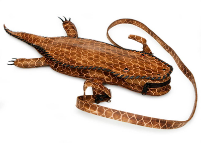 Leather shoulder bag, 'Amazon Alligator' - Brazilian Leather Shoulder Bag