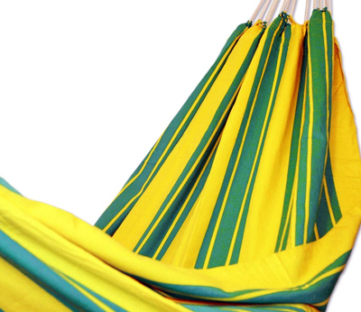 Cotton hammock, 'Brazilian Pride' (single) - Cotton hammock (Single)