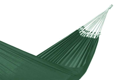 Cotton hammock, 'Ipanema Palm' (double) - Brazilian Solid Green Cotton Fabric Hammock (Double)