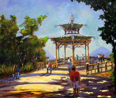 'View of Chinesa Rio' - Landscape Impressionist Painting