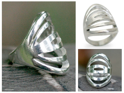 Sterling silver cocktail ring, 'Involvement' - Sterling Silver Band Ring