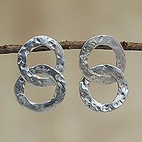 Sterling silver dangle earrings, 'Earth Forces'