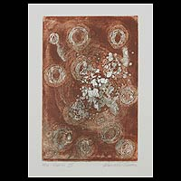 'Rays III' - Abstract Engraving of the Cosmos in Earth Tones