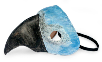 Leather mask, 'Pale Blue Macaw' - Leather mask