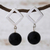 Onyx chandelier earrings, 'Sao Paulo Night' - Unique Modern Sterling Silver and Onyx Earrings thumbail