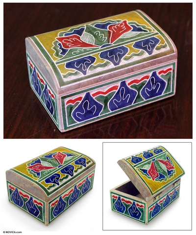 Soapstone jewelry box, 'Rio Carnival' - Soapstone jewelry box