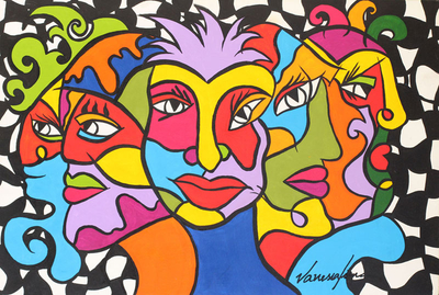 'Colorful Masks' - Original Acrylic Painting