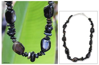 Agate beaded necklace, 'Falcon Mystique' - Agate beaded necklace