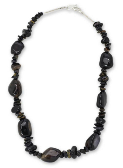 Agate beaded necklace, 'Falcon Mystique' - Agate beaded necklace