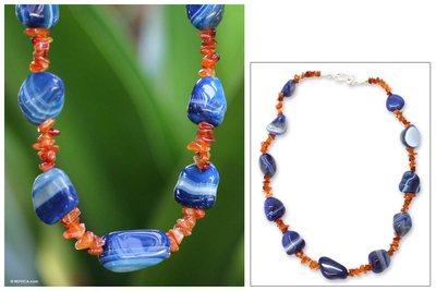 Agate beaded necklace, 'Recife Afternoon' - Artisan Crafted Beaded Agate Necklace