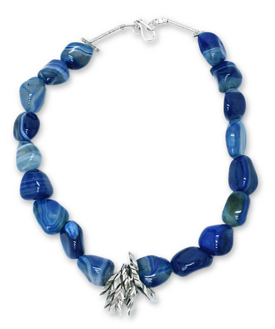 Agate beaded necklace, 'Blue Ipanema' - Agate beaded necklace