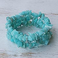 Amazonite beaded bracelets, 'Wonders' (set of 3) - Handcrafted Beaded Amazonite Bracelets (Set of 3)