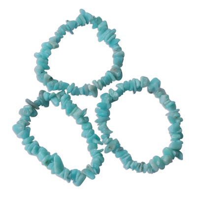 Amazonit-Perlenarmbänder, (3er-Set) - Handgefertigte Perlenarmbänder aus Amazonit (3er-Set)