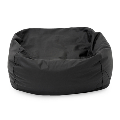 Double bean bag chair, 'Black Classic' - Handcrafted Contemporary Leather Black Beanbag Chair