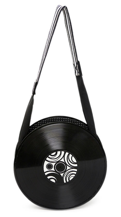 Recycled LP vinyl record handbag, 'Nostalgica' - Recycled Lp Vinyl Record Shoulder Bag 