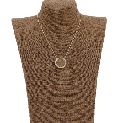 Brazilian drusy agate pendant necklace, 'Bronze Moon' - Gold Plated Pendant Drusy Necklace from Brazil