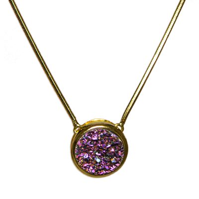 Brazilian drusy agate pendant necklace, 'Lilac Cosmos' - Brazilian drusy agate pendant necklace