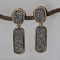 Brazilian drusy agate dangle earrings, 'Magic'